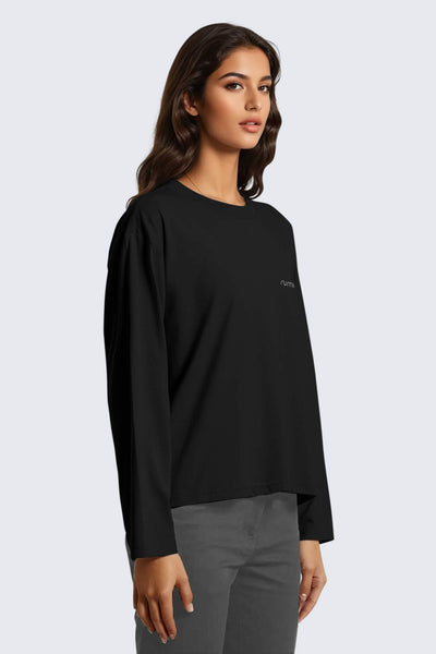 W Moon Tee Short Oversize Long-Sleeve - Black