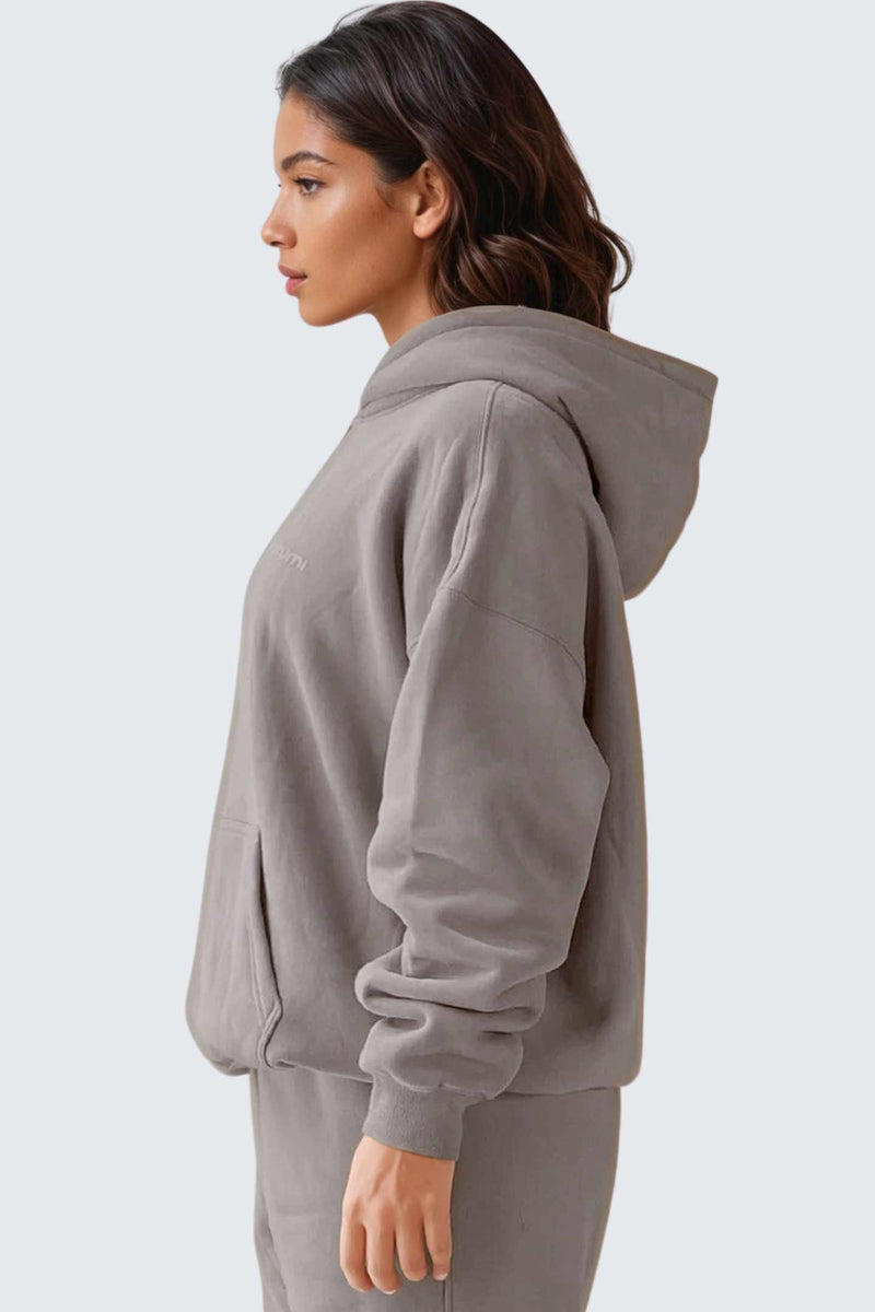 WU Moon Dento Sweatshirt Oversize Fleece + Hoodie - Camel