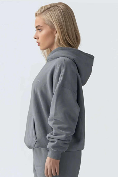 WU Moon Dento Sweatshirt Oversize Fleece + Hoodie - Stone