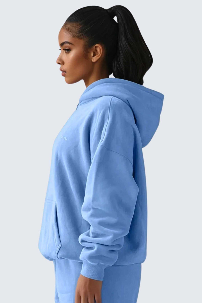 WU Moon Dento Sweatshirt Oversize Fleece + Hoodie - Ocean
