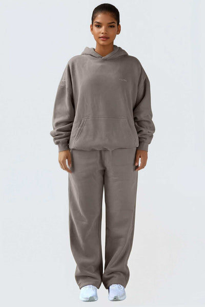 WU Moon Dento Sweatshirt Oversize Fleece + Hoodie - Camel