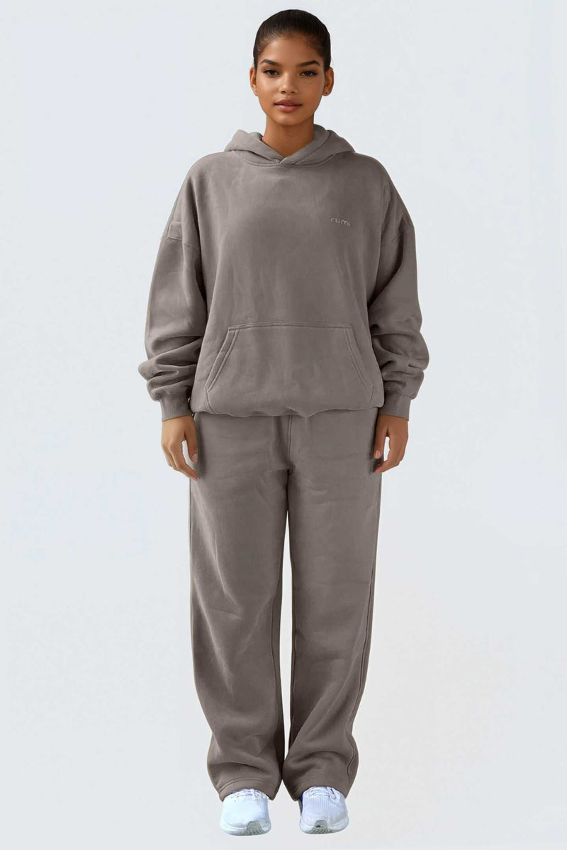 WU Moon Dento Sweatshirt Oversize Fleece + Hoodie - Camel
