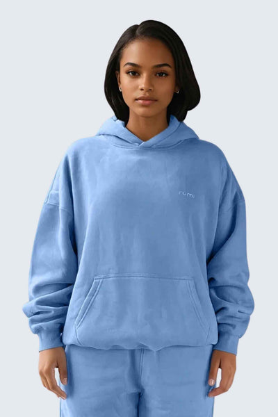 WU Moon Dento Sweatshirt Oversize Fleece + Hoodie - Ocean