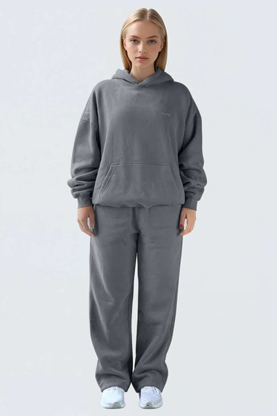 WU Moon Dento Sweatshirt Oversize Fleece + Hoodie - Stone