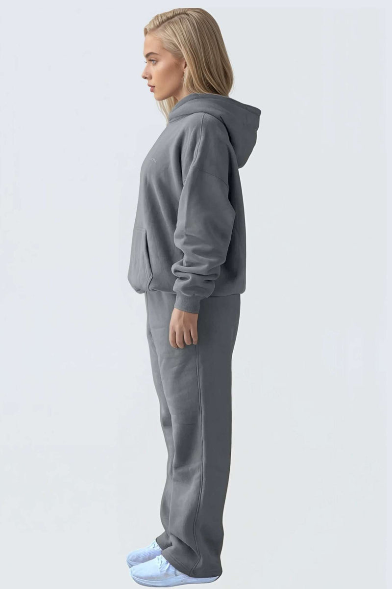 WU Moon Dento Sweatshirt Oversize Fleece + Hoodie - Stone
