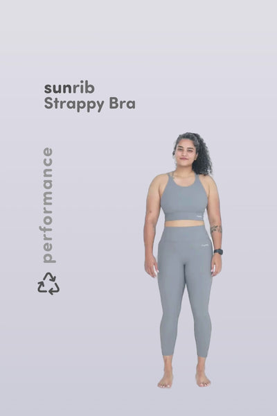 W Sun Rib Strappy Crop Top Sports Bra - Peacock Light