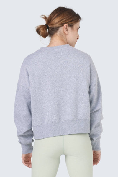 Rumi Earth - W Moon Cropped Oversized Sweatshirt - Heather Stone - R113115HSP - Tops