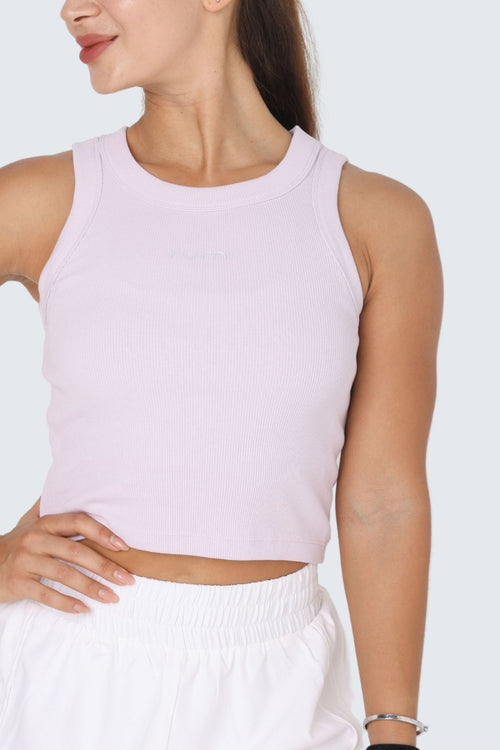 W Moon Cropped Ribbed Tank - Orchid