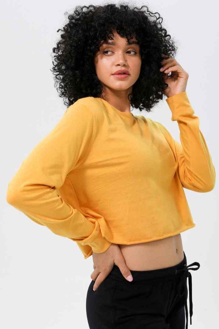 Rumi Earth - W Moon Cropped Tee Long - Sleeve - Turmeric - R111311TRP - 