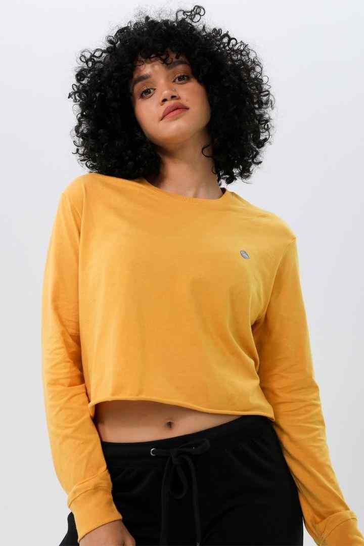 Rumi Earth - W Moon Cropped Tee Long - Sleeve - Turmeric - R111311TRP - 