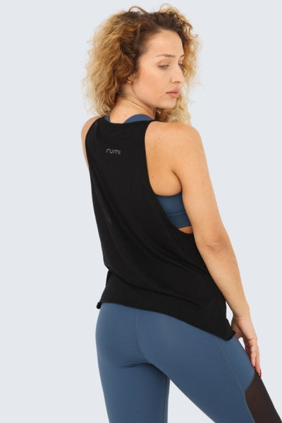 Rumi Earth - W Sun Air String Muscle Tank - Black - R141246BKS - Tops